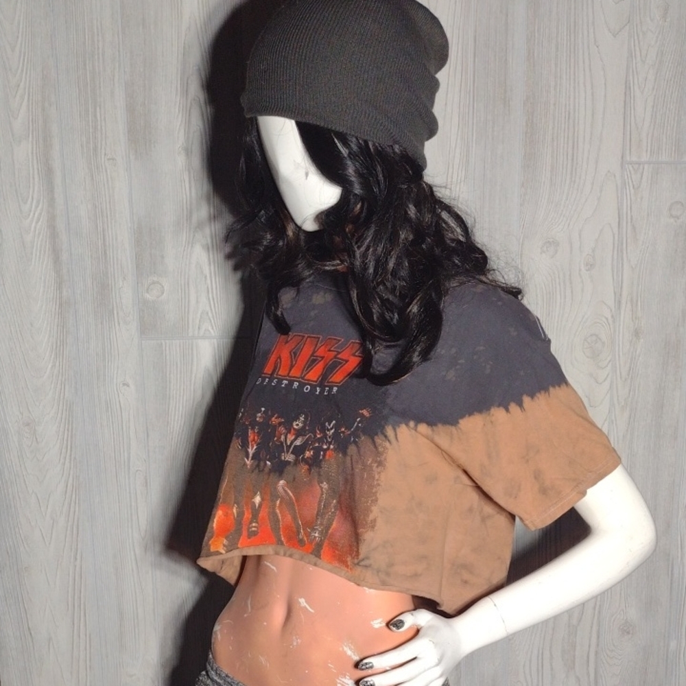 KISS Bleach Dyed Crop Top